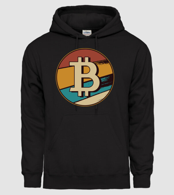 Bitcoin retro model negru pe tricou