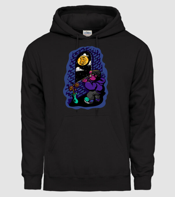 Bitcoin to the moon model negru pe tricou