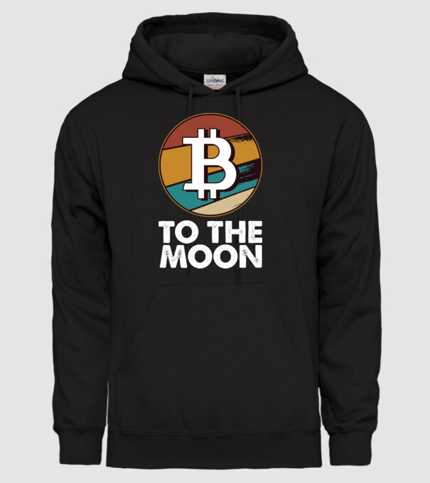 Bitcoin to the moon model negru pe tricou