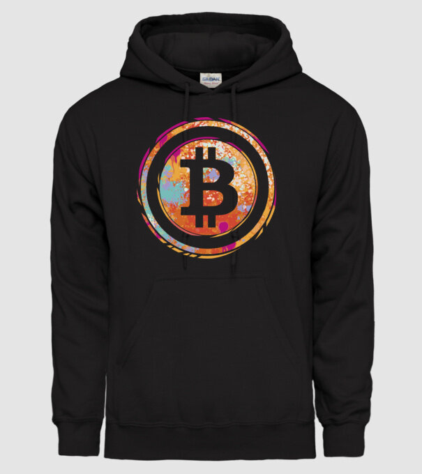 Bitcoin Watercolor model negru pe tricou