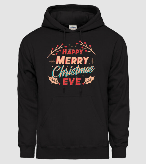 Crăciun Fericit model negru pe tricou