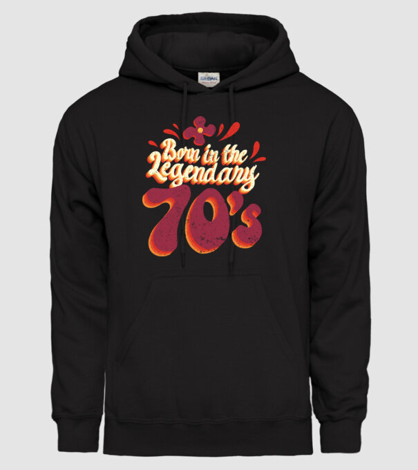 'Born in the Legendary 70''s' model negru pe tricou