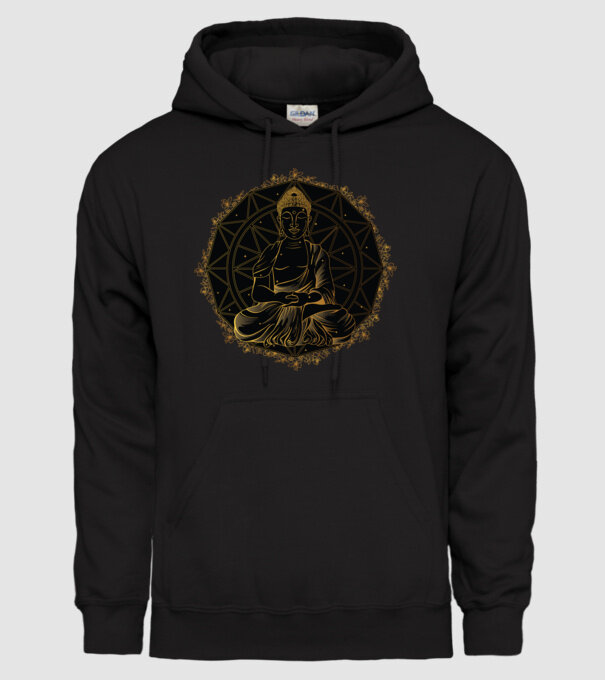 Buddha Mandala model negru pe tricou