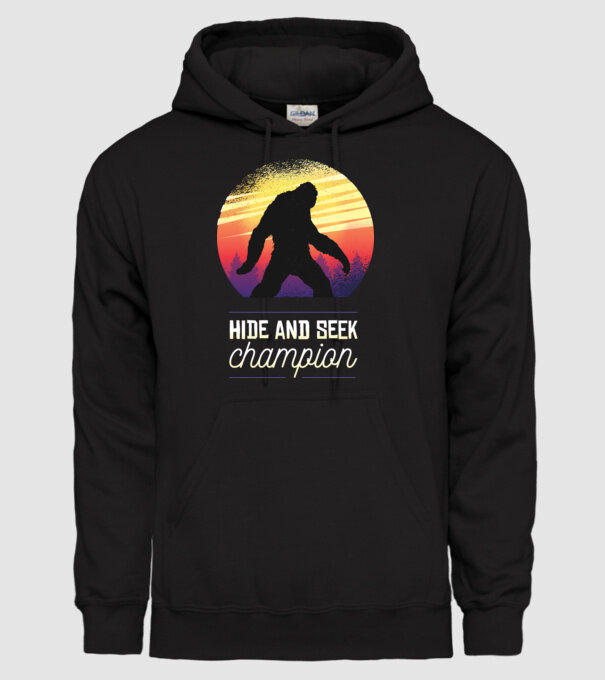 campion de-a v-ați ascunselea Yeti model negru pe tricou