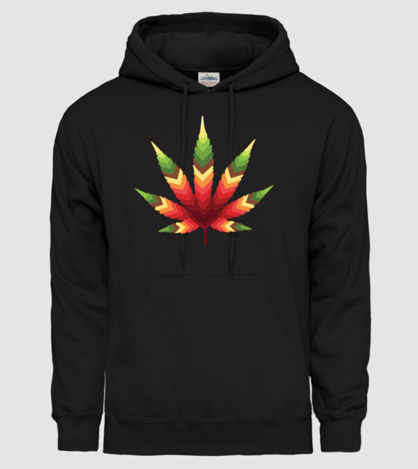 Frunză de canabis model negru pe tricou