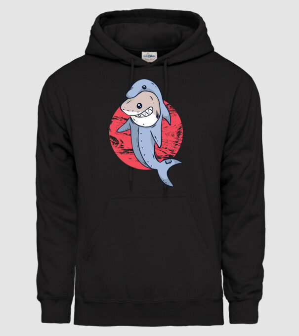 Rechin în costum de delfin model negru pe tricou