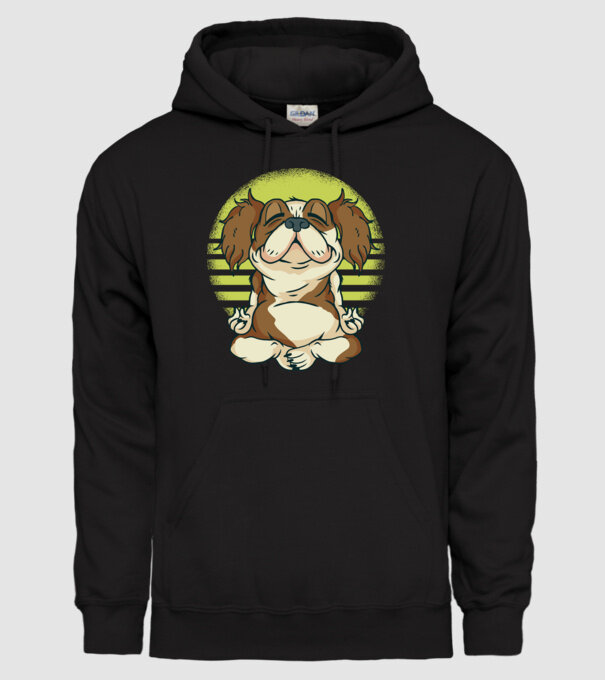 Cavalier King Spaniel Yoga model negru pe tricou