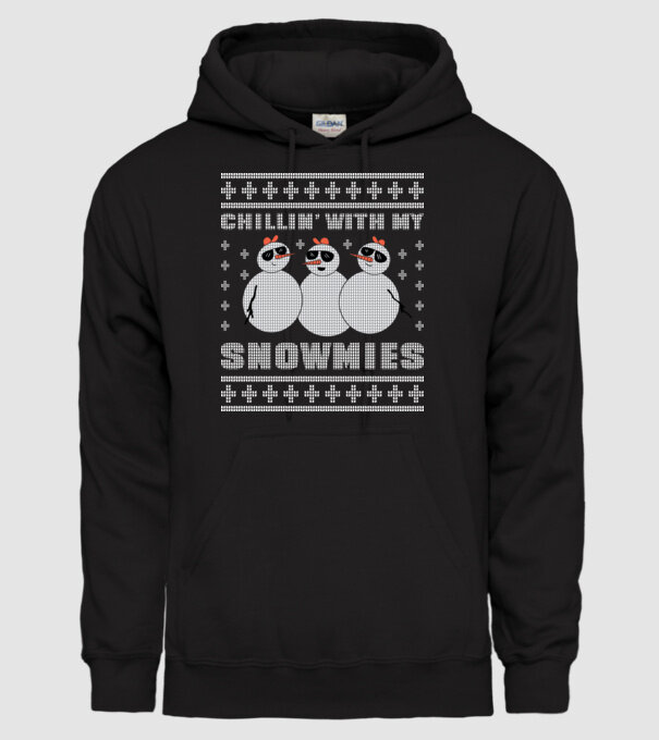 Chillin with my Snowmies tricou pulovăr urât model negru pe tricou