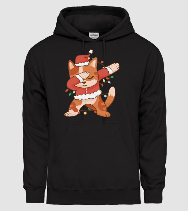 Pisică Crăciun DAB model negru pe tricou
