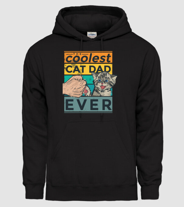 Coolest Cat Dad Ever - Cel mai tare tată cu pisică model negru pe tricou