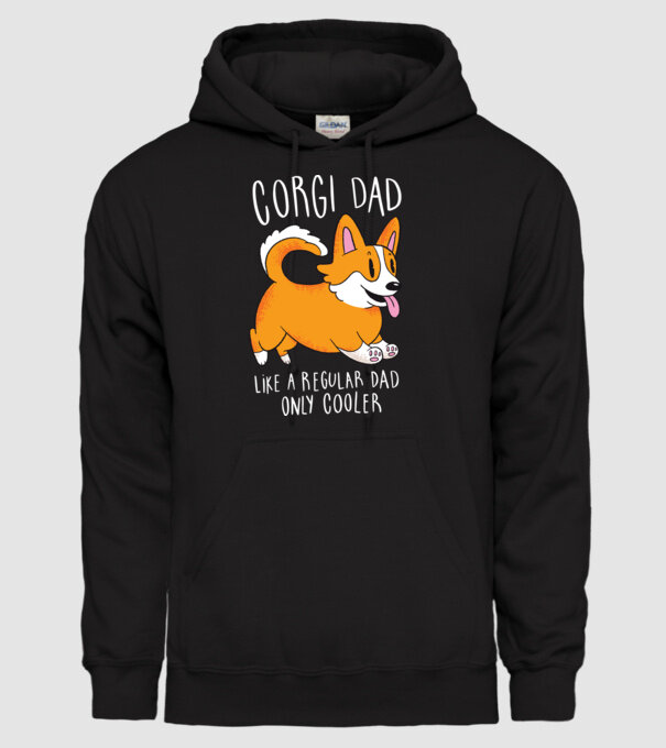 Tată de Corgi model negru pe tricou