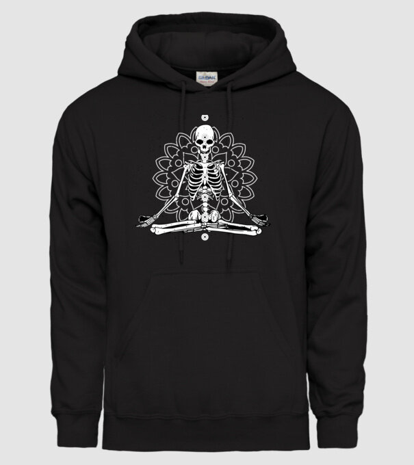 Schelet Yoga model negru pe tricou