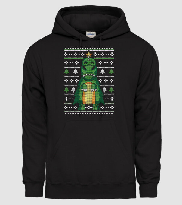 T-rex cu pulovăr urât model negru pe tricou