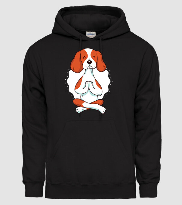 Yoga Drăguț Câine Beagle model negru pe tricou