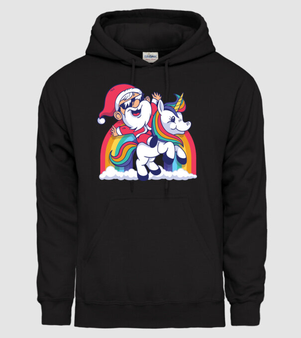 Moș Crăciun Drăguț Unicorn tricou model negru pe tricou