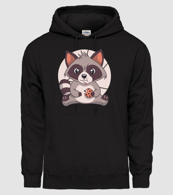 Tricou raton drăguț mâncând biscuiți model negru pe tricou