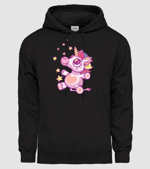 Unicorn drăguț model negru pe tricou