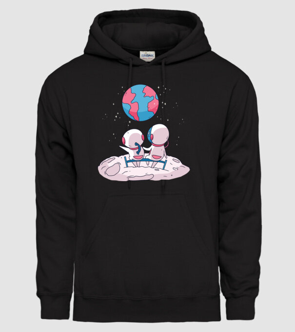 Astronauți drăguți model negru pe tricou