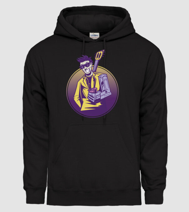 Chitarist Cyberpunk model negru pe tricou