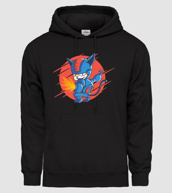 Pisică Cyborg Robot model negru pe tricou