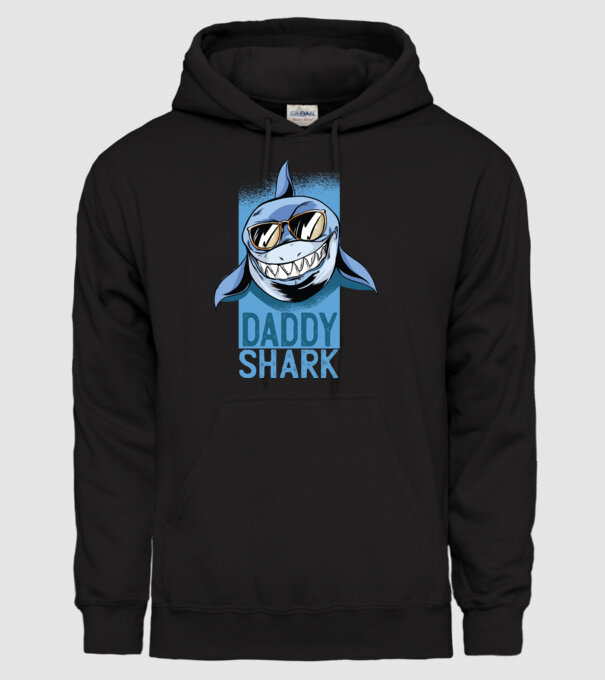 Daddy Shark tricou pentru tata model negru pe tricou