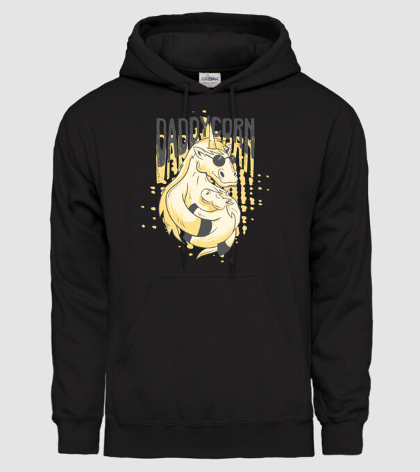 Daddycorn - Tată Unicorn model negru pe tricou