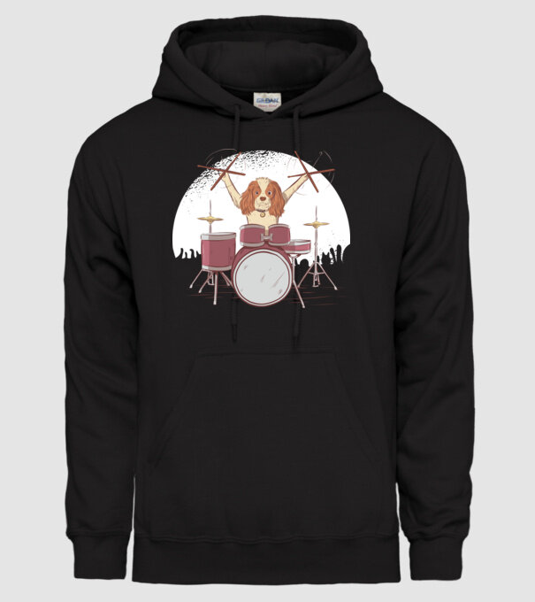 Câine Baterist model negru pe tricou