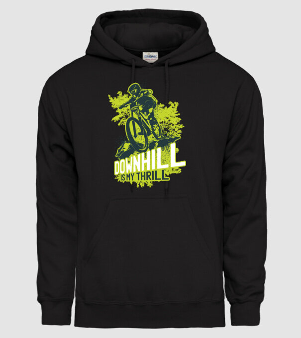 Downhill Is My Thrill tricou bicicletă model negru pe tricou