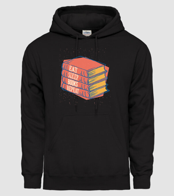 Eat Sleep Books Repeat Lectură model negru pe tricou