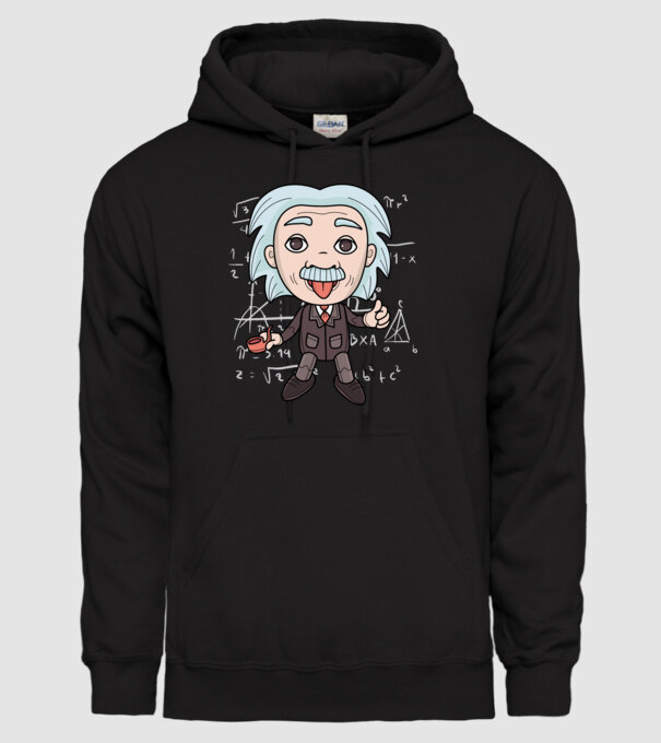 Caricatură Einstein model negru pe tricou