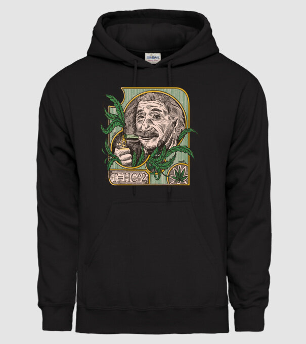 Einstein Marijuana THC model negru pe tricou