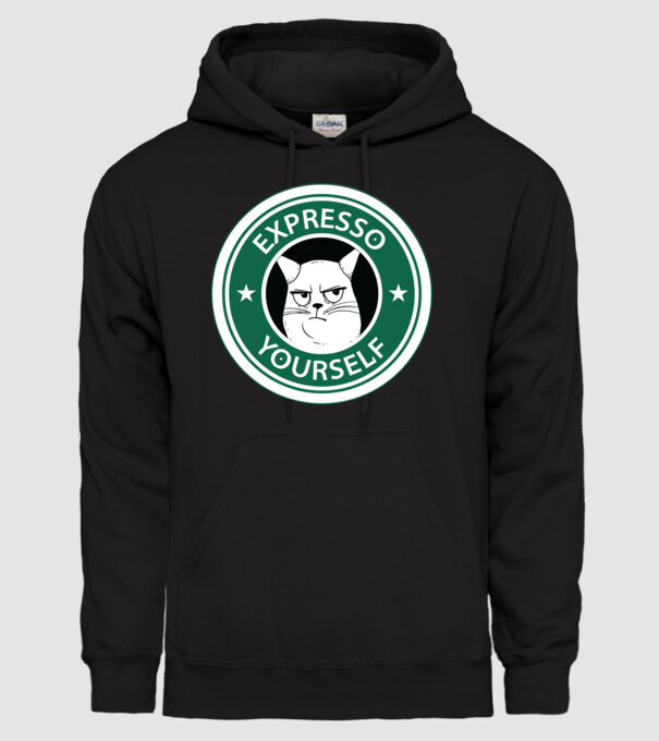 Expresso Yourself tricou Pisică cu cafea model negru pe tricou