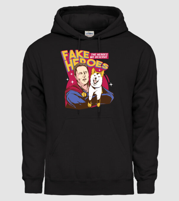 Fake Hero Elon Musk model negru pe tricou