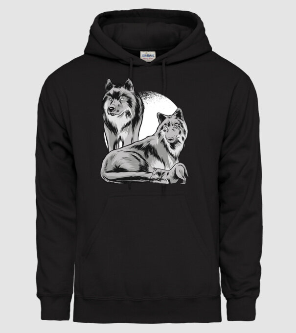 Familie de lupi model negru pe tricou