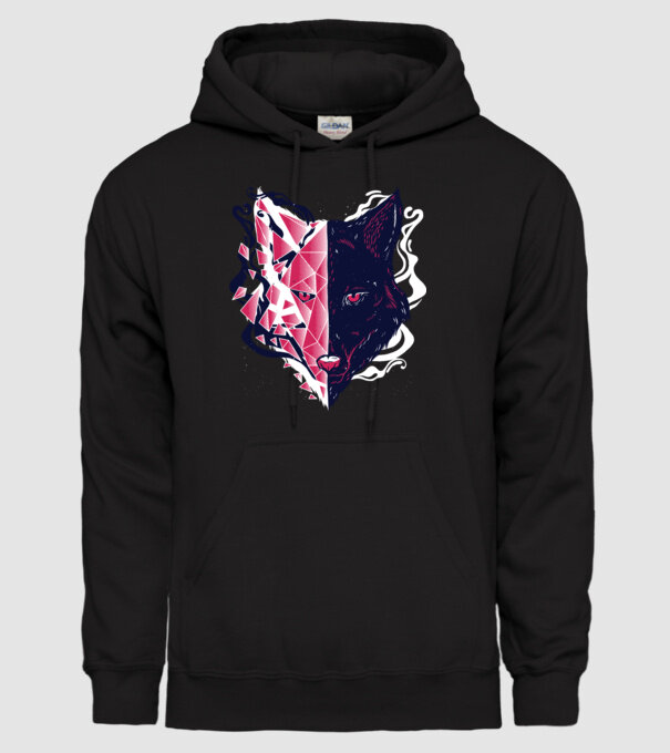 Cap de lup model negru pe tricou