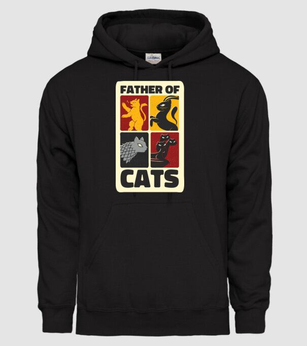 Father of Cats Game of Thrones parodie model negru pe tricou