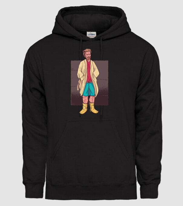 Bărbat în halat model negru pe tricou