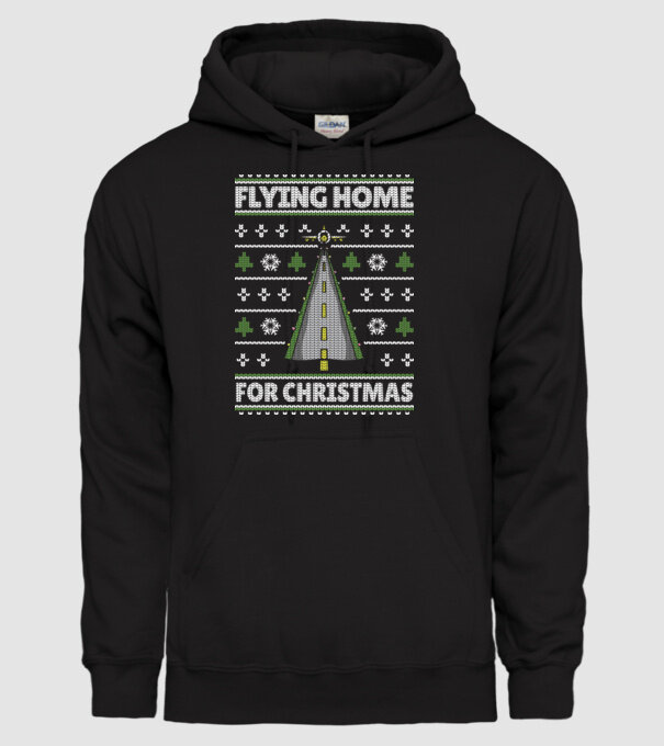 Flying Home for Christmas Pulover urât model negru pe tricou