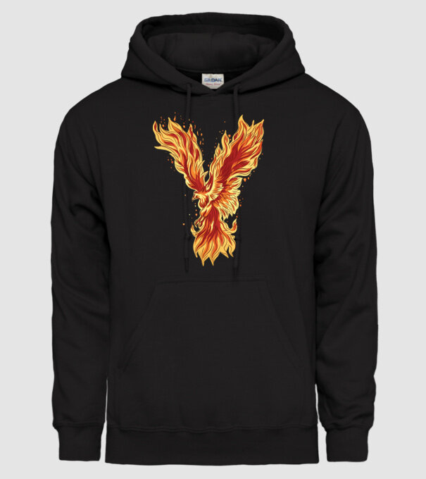 Pasărea Phoenix model negru pe tricou