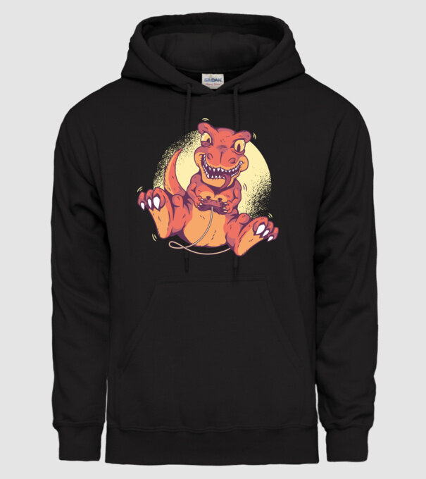 Dinozaur Gamer tricou model negru pe tricou