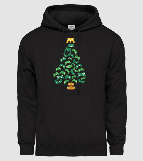 pom de Crăciun Gamer model negru pe tricou
