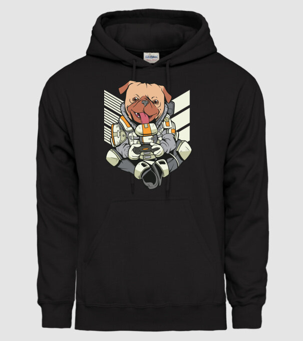Mops Gamer model negru pe tricou