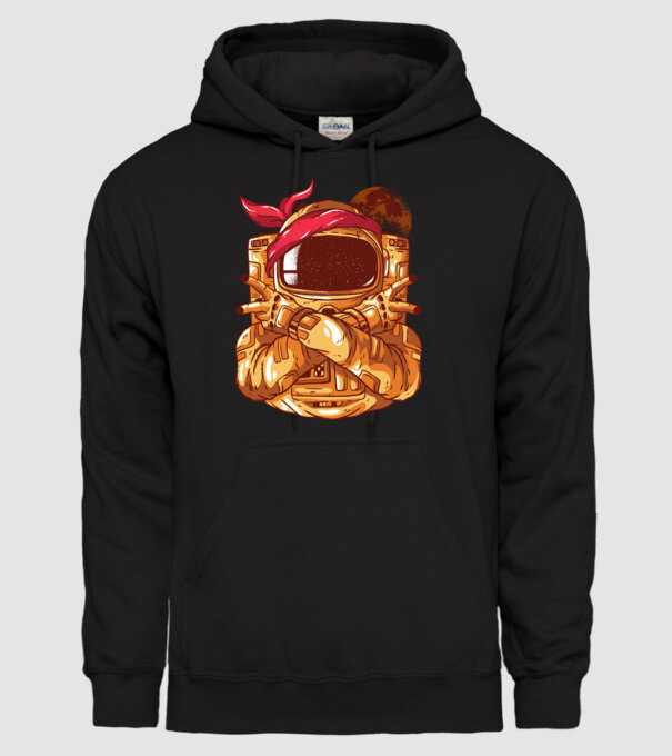Gangsta Astronaut astronaut rapper model negru pe tricou