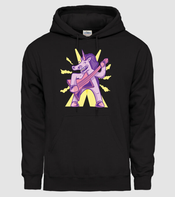Unicorn cu chitara model negru pe tricou