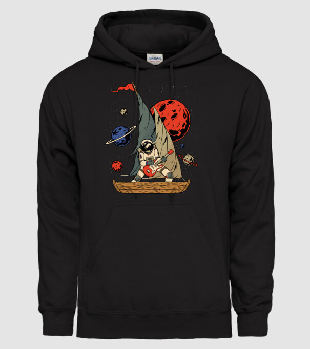 Astronaut Chitarist model negru pe tricou