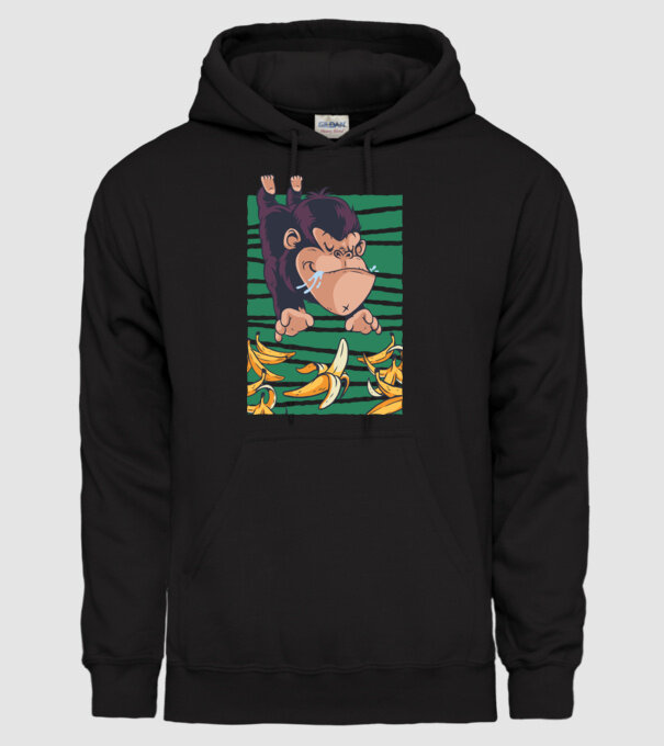 Gorilă Banană model negru pe tricou