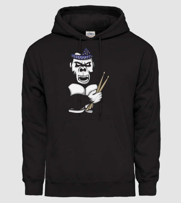 Gorilă Baterist model negru pe tricou