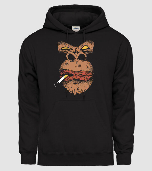 Cap de gorilă cu țigară model negru pe tricou