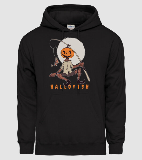 Hallofish - Pescar Halloween model negru pe tricou