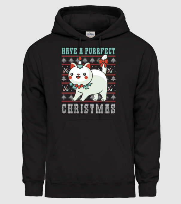 Have a Purrfect Christmas model negru pe tricou